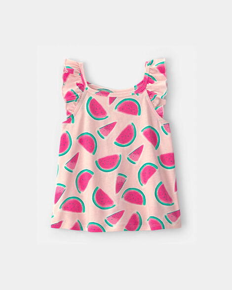 Toddler Girl Watermelon Ruffle-Sleeve Tank Top - Pink | Carter's Inc