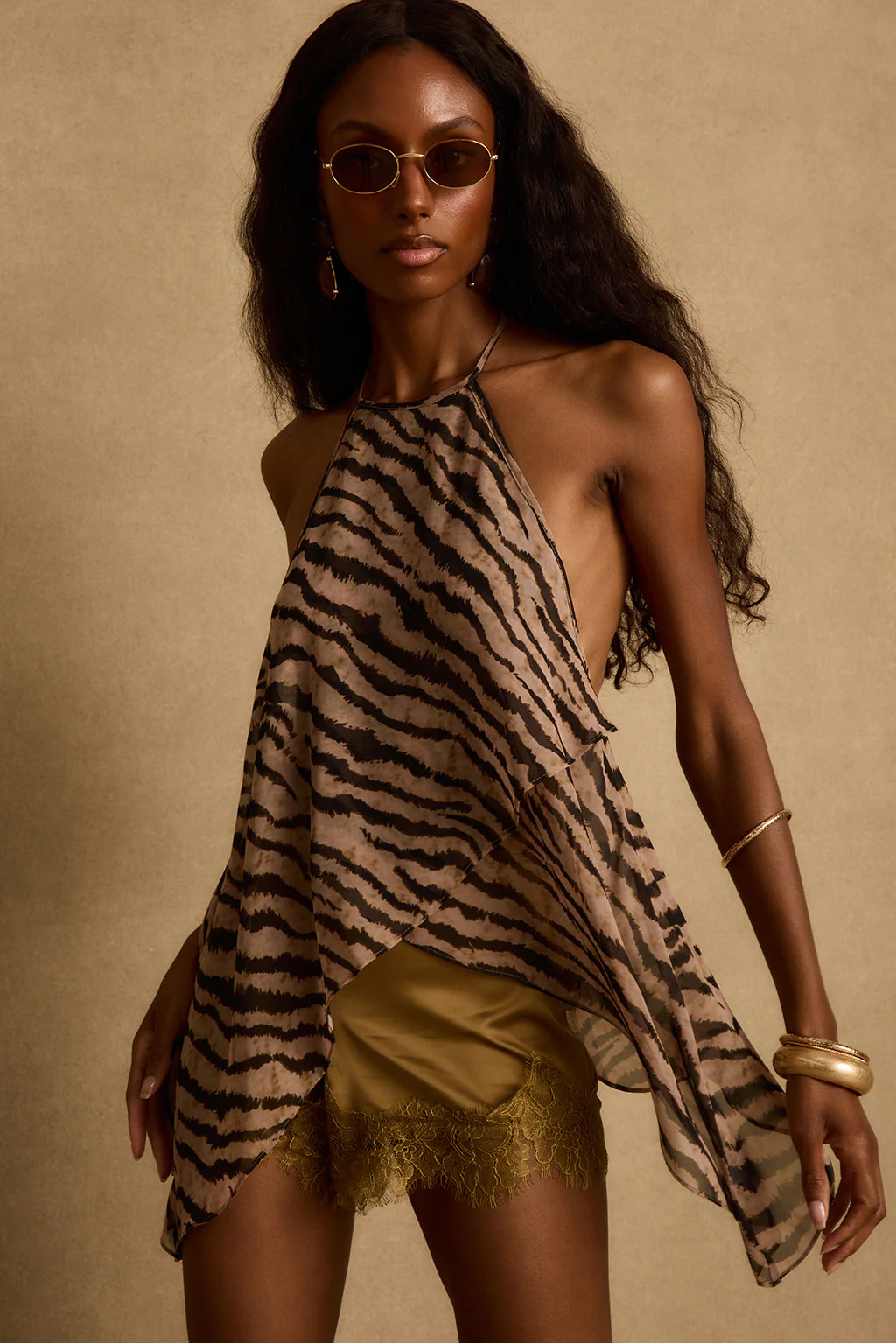Rayna Tiger Stripe Halter Top | 12th Tribe