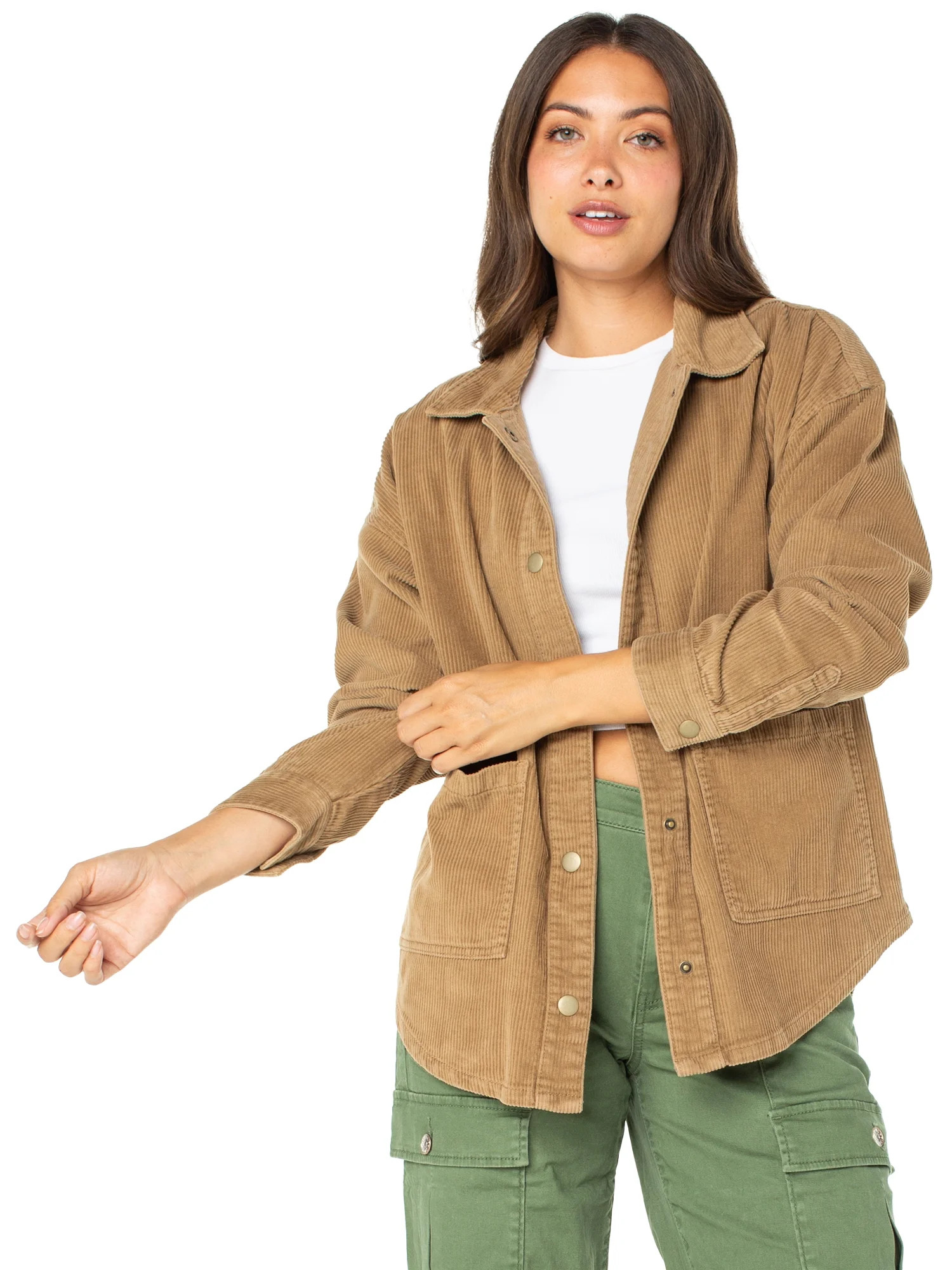 Celebrity Pink Corduroy Juniors Shacket, Sizes XS-XXXL - Walmart.com | Walmart (US)