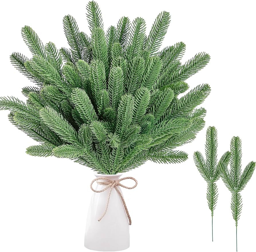 Sggvecsy 50 Pcs Artificial Pine Branches Green Plants Fake Greenery Pine Picks for DIY Wreath Xma... | Amazon (US)