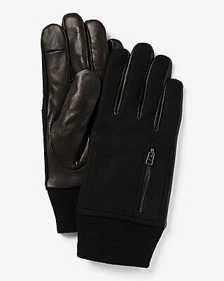 Genuine Leather Black Zipper Gloves | Express