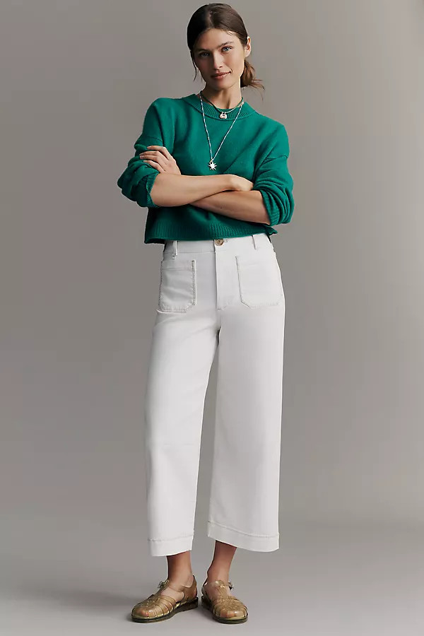 Colette Whipstitch High-Rise Crop Wide Leg Jeans by Maeve | Anthropologie (US)