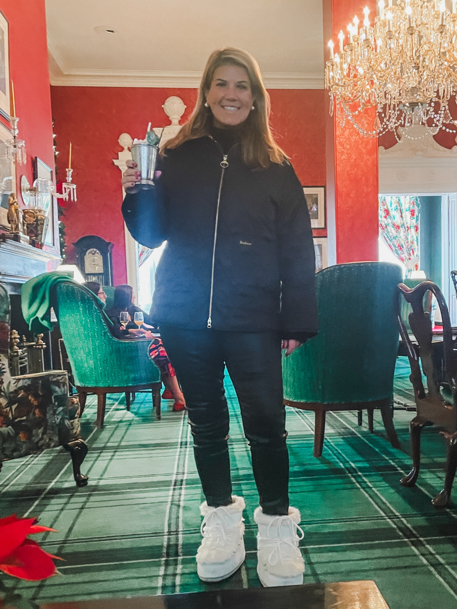 Winter look at the Greenbrier - Barbour jacket - moon boots 

#LTKtravel
