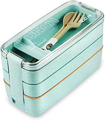 Lunch Box Bento Box,Iteryn 3-In-1 Compartment - Wheat Straw, Leakproof Eco-Friendly Bento Lunch B... | Amazon (US)