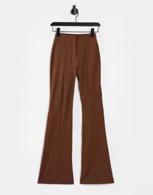 Monki Violet flare trousers in brown | ASOS (Global)