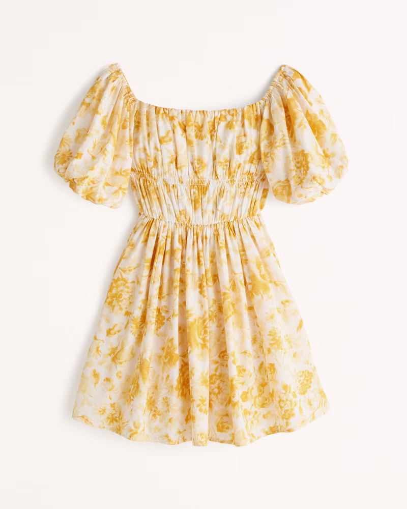 Off-The-Shoulder Puff Sleeve Mini Dress | Abercrombie & Fitch (US)