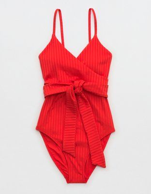 Aerie Wide Rib Wrap Piece Swimsuit | Aerie