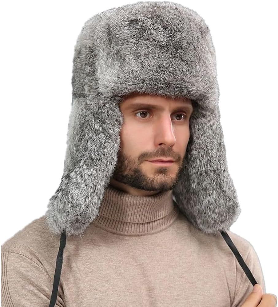 Trapper Hat Winter Russian Ushanka Hat Men Women with Faux Rabbit Fur Earflap Hat Windproof for H... | Amazon (US)