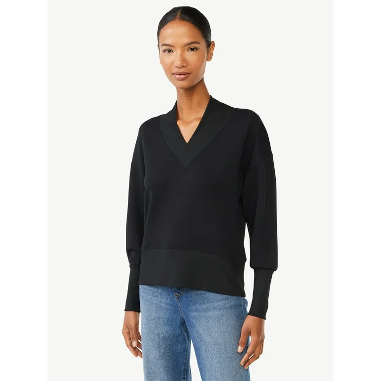 Scoop Women's Ultimate ScubaKnit V-Neck Sweatshirt, Sizes XS-XXL - Walmart.com | Walmart (US)