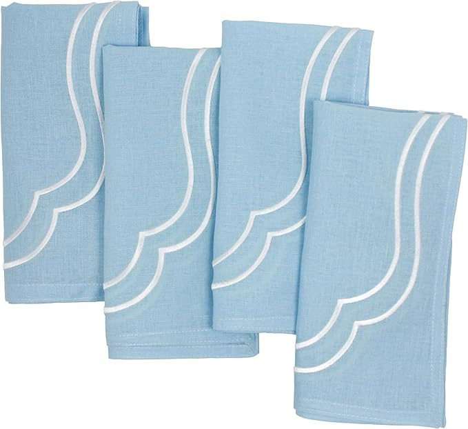 Cotton Linen Embroidered Napkins – Set of 4, 20x20 Elegant Cloth Napkins for Dining, Weddings &... | Amazon (US)