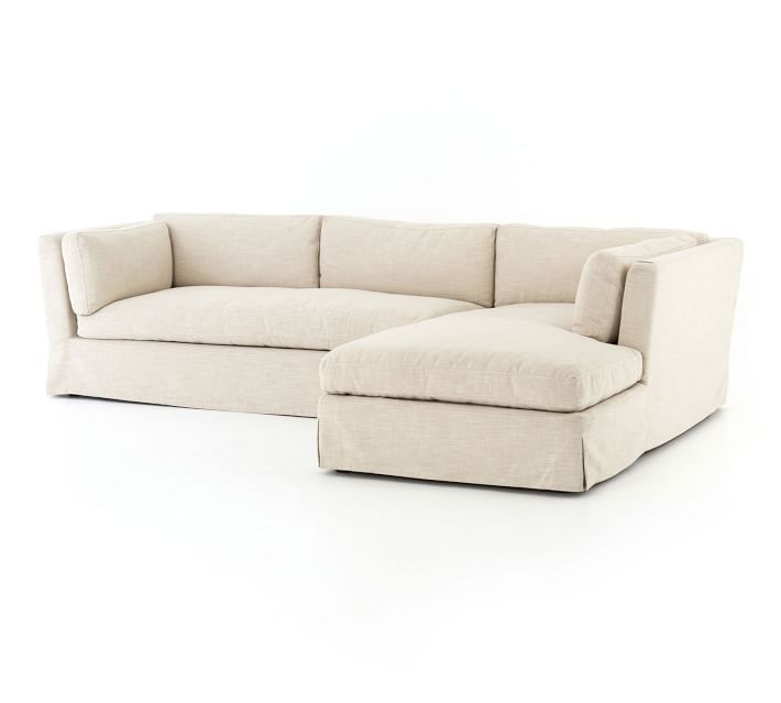 Dawn Slipcovered Sofa with Chaise Sectional | Pottery Barn (US)