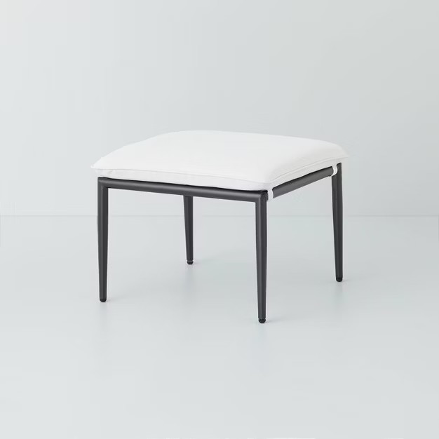 Cushioned Metal Outdoor Ottoman Cream/Black - Hearth & Hand™ with Magnolia | Target
