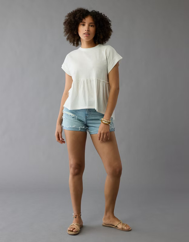 AE Sunchaser Knit Babydoll Swing T-Shirt | American Eagle Outfitters (US & CA)