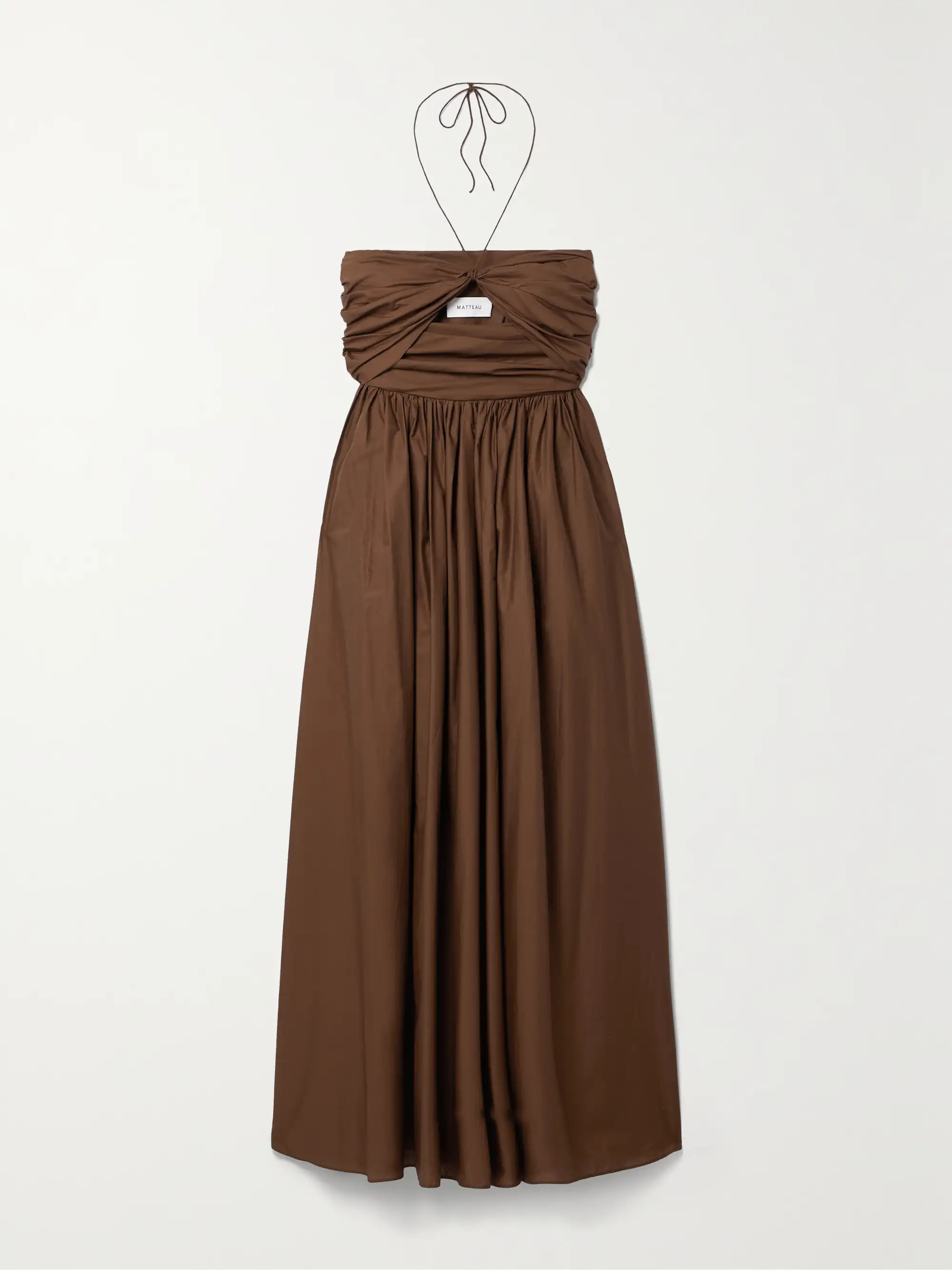 Cutout gathered organic cotton-poplin halterneck maxi dress | NET-A-PORTER (US)