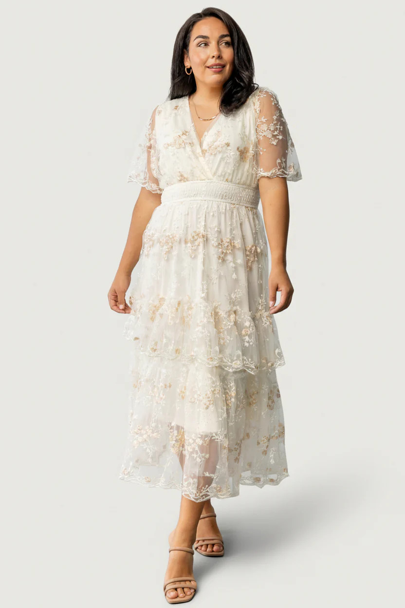 Embroidered Midi Dress - Cream Floral | Baltic Born | Baltic Born