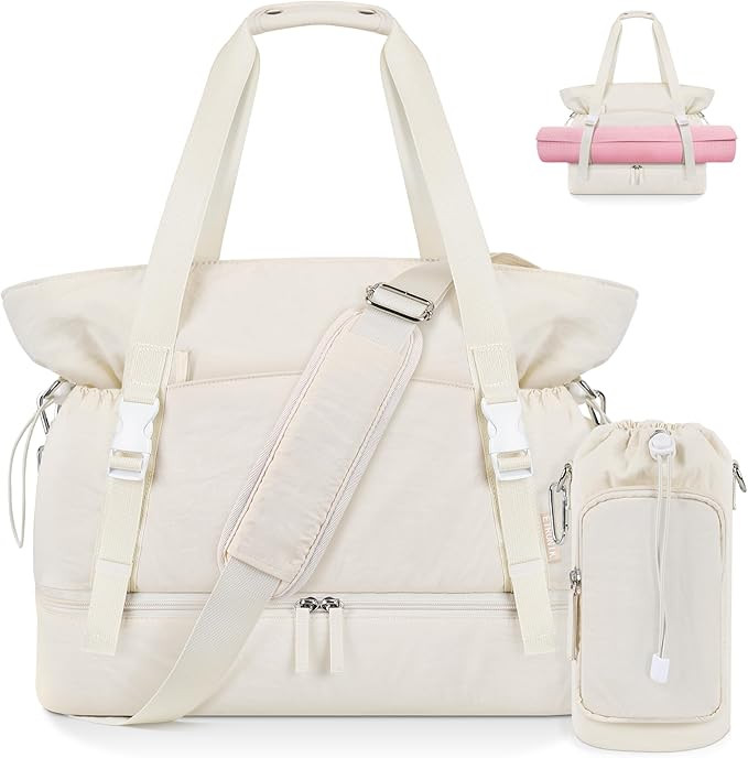 ETRONIK Gym Bag for Women, Yoga Mat Bag with Water Bottle Bag, 40L Weekender Overnight Bag with S... | Amazon (US)