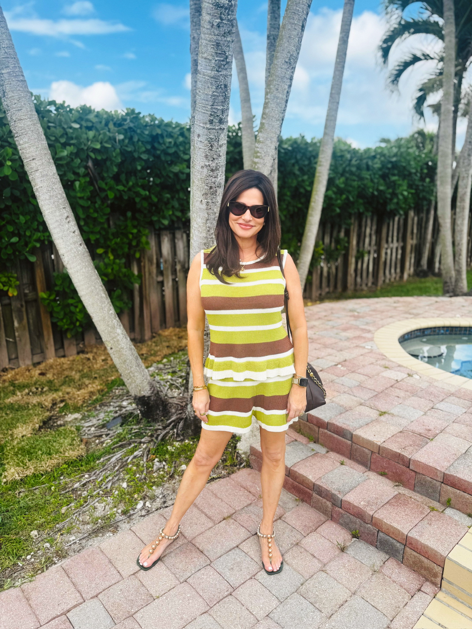 Striped Knit Peplum Tank and Shorts Two Piece Set 

 #LTKootd #LTKWorkwear #LTKTravel