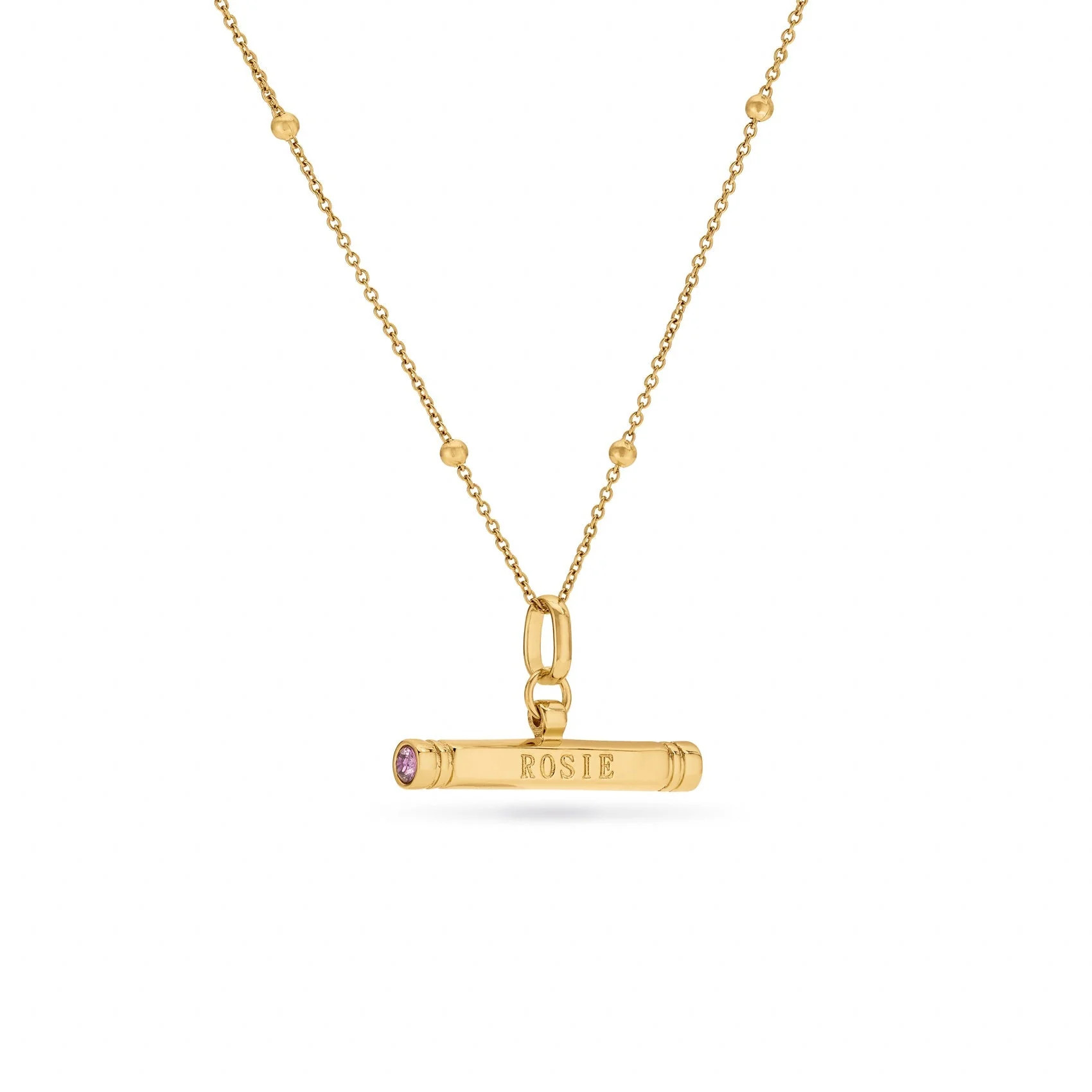 Custom Stamped T-Bar Necklace (Gold) | Abbott Lyon