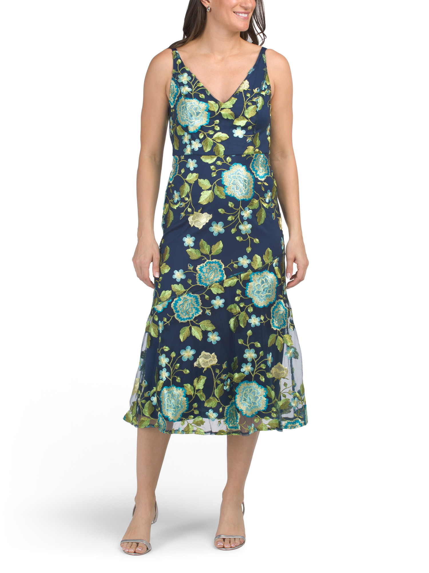 Floral Embroidered A-line Midi Dress | Midi Dresses | Marshalls | Marshalls