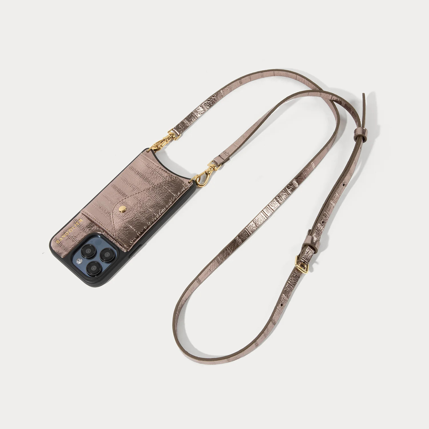 Donna Crossbody iPhone Case - Metallic Taupe/Gold | Bandolier
