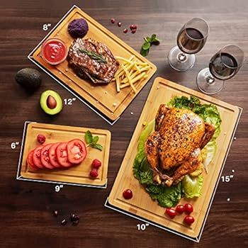 Amazon.com: Bamboo Cutting Board Set of 3, Wood Cutting Boards for Kitchen, Extra Large Charcuter... | Amazon (US)