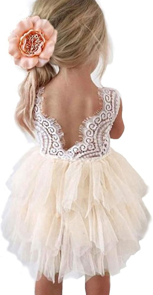 Topmaker Backless A-line Lace Back Flower Girl Dress | Amazon (US)