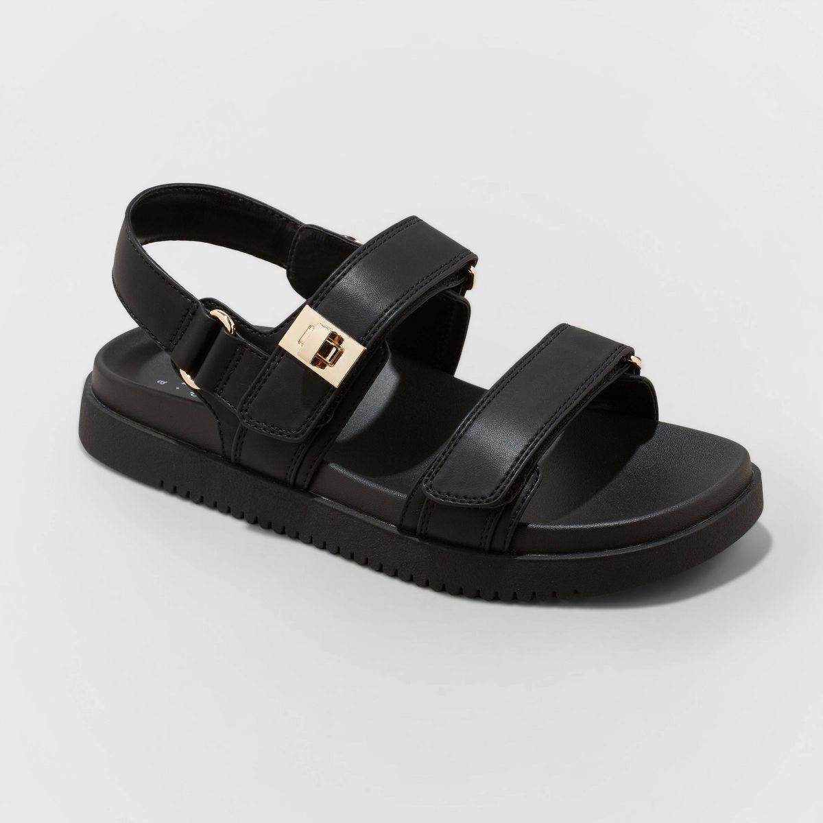 Women's Jonie Ankle Strap Footbed Sandals - A New Day™ Black 7.5 | Target