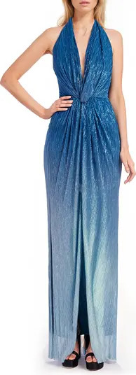 Jewel Badgley Mischka Metalllic Ombré Halter Neck Gown | Nordstrom | Nordstrom