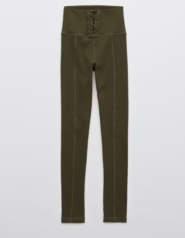OFFLINE Ribbed High Waisted Lace Up Legging | American Eagle Outfitters (US & CA)
