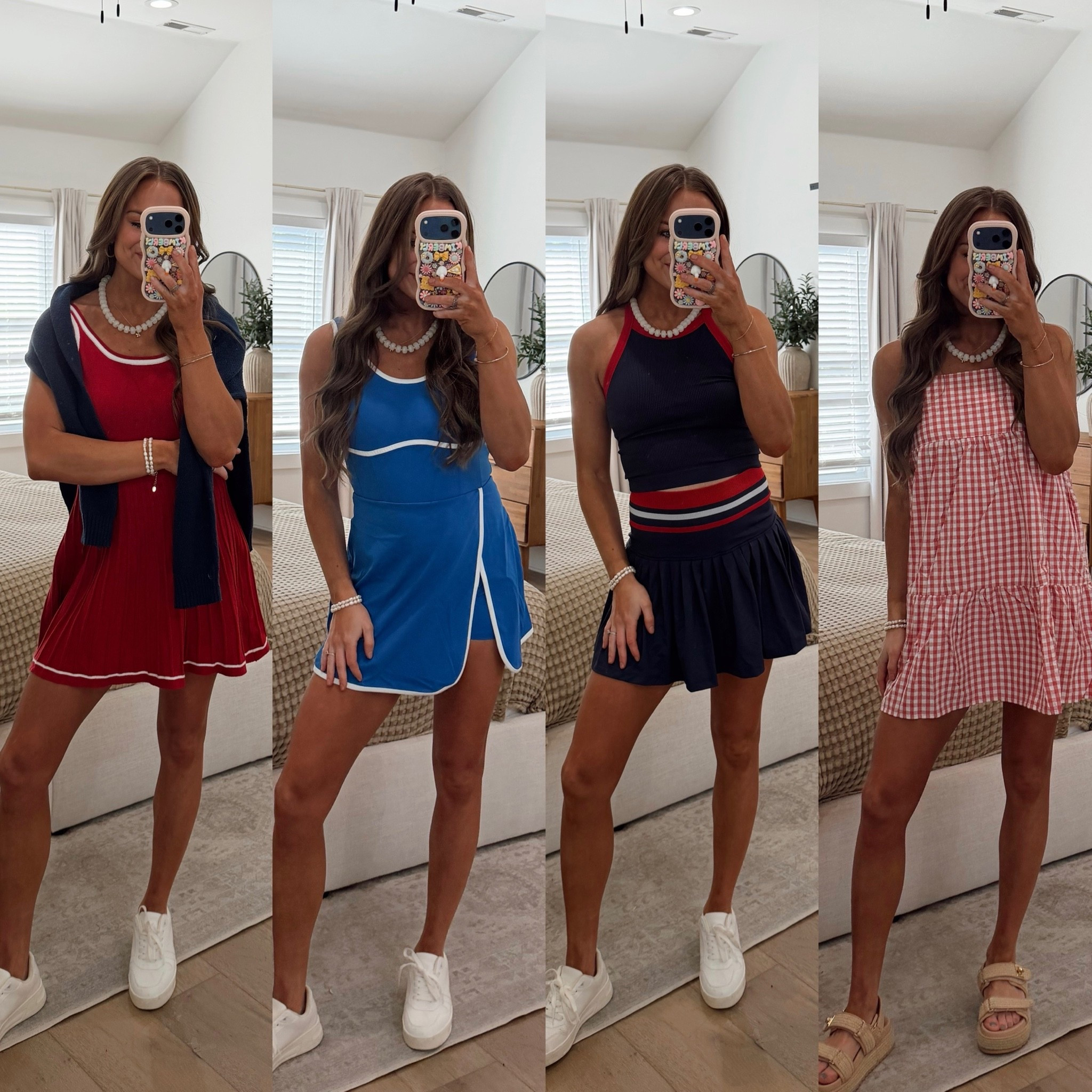 Amazon red white and blue outfits patriotic Fourth of July Memorial Day summer outfit ideas inspo cute affordable quick ship prime haul tennis pickleball dress skirt two piece athletic ATHLEISURE comfy casual