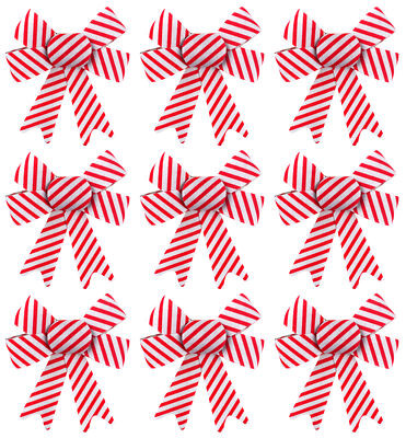 Candy Cane Stripe Red White Christmas Tree Bow Decorations (Set of 9) | eBay UK
