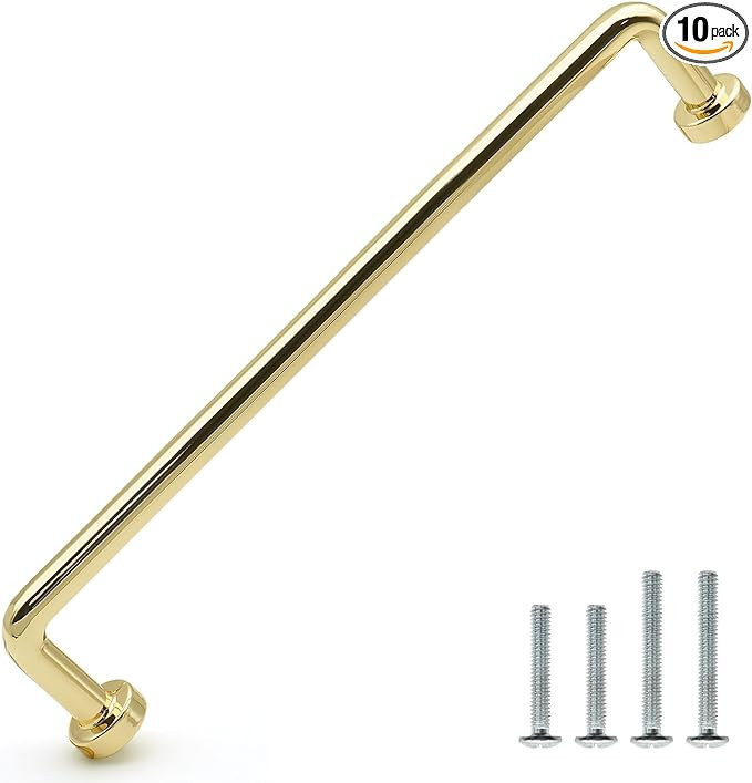 FURFITT 10 Pack Polished Brass Cabinet Pulls 6-1/4 Inch(160mm) Hole Center Polished Gold Cabinet ... | Amazon (US)