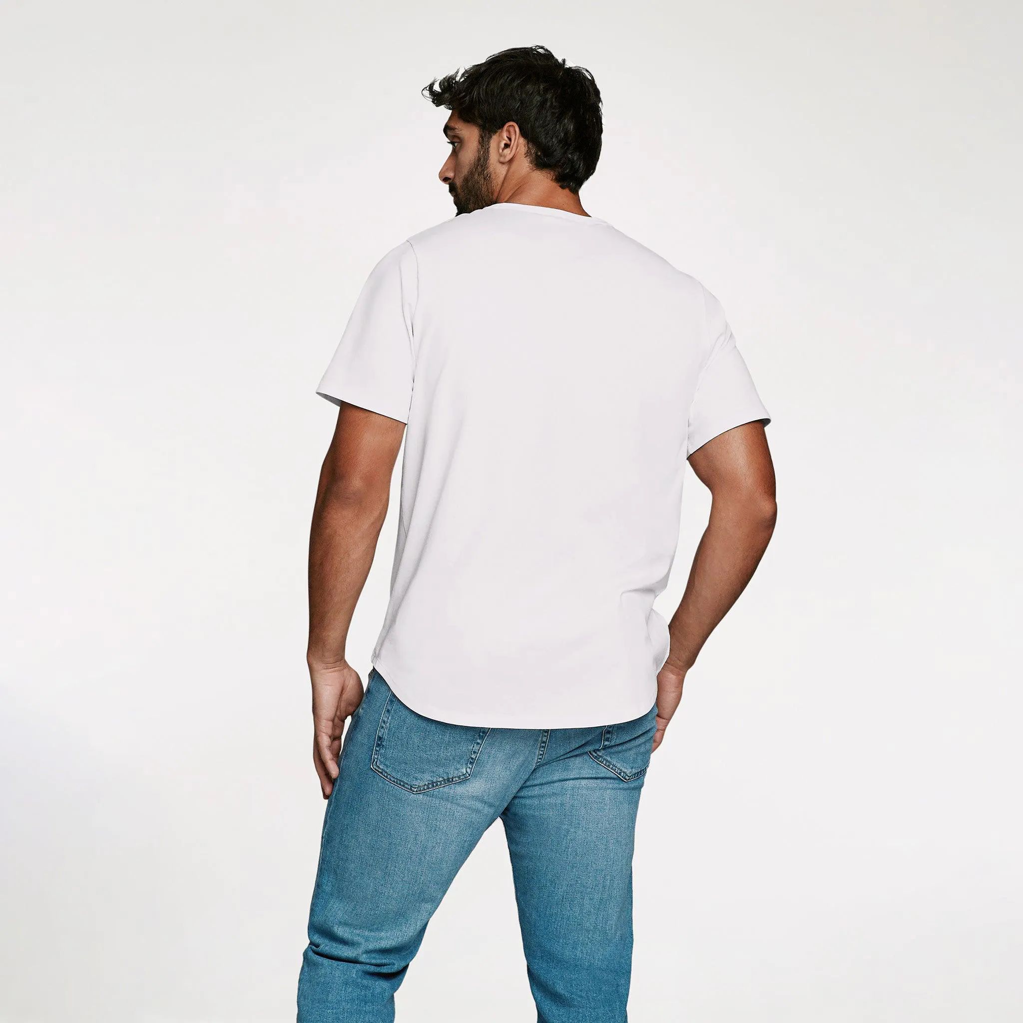 Men's Short Sleeve Curved Hem T-Shirt - White - nuuds | nuuds