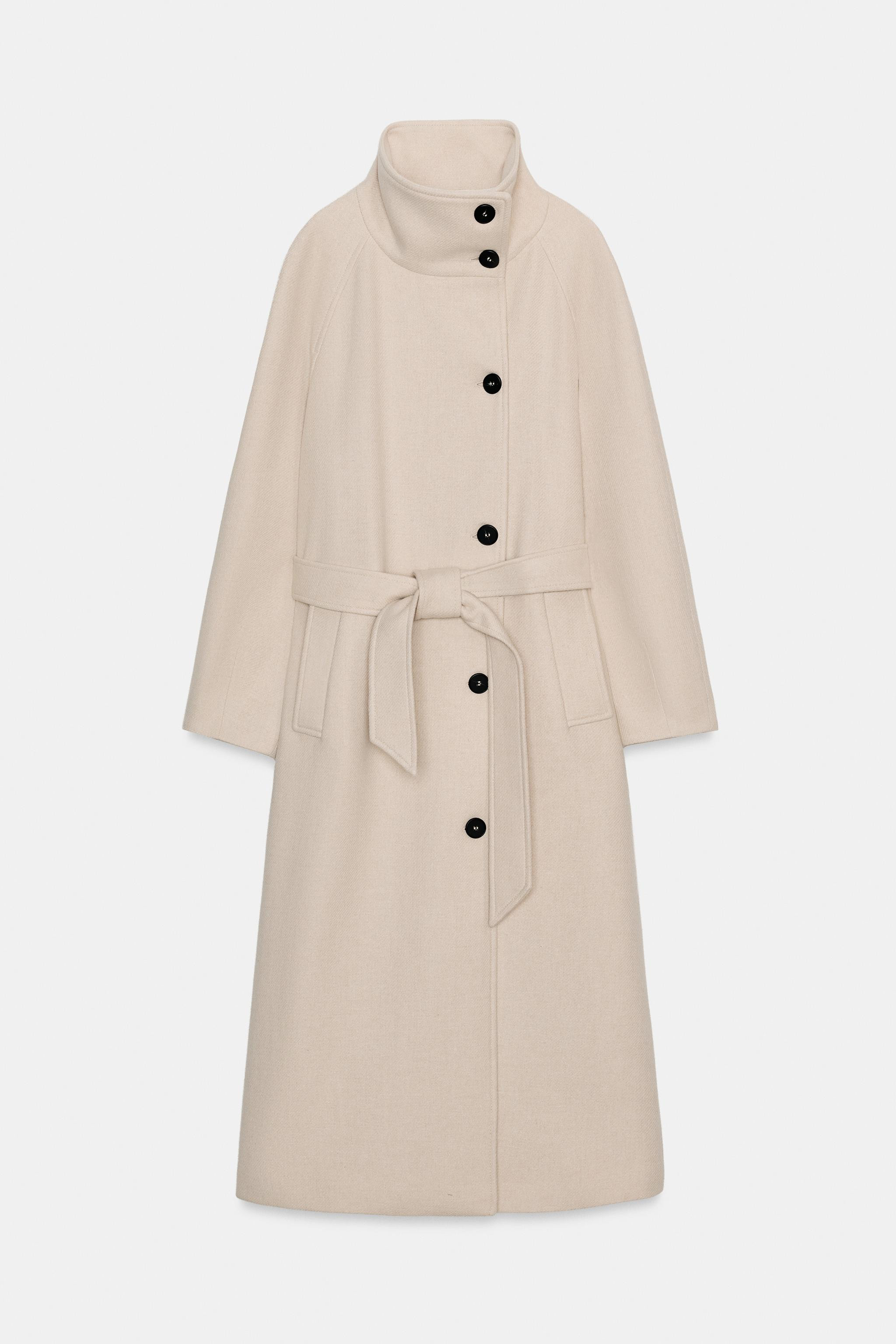 LONG WOOL COAT WITH HIGH NECK | Zara US