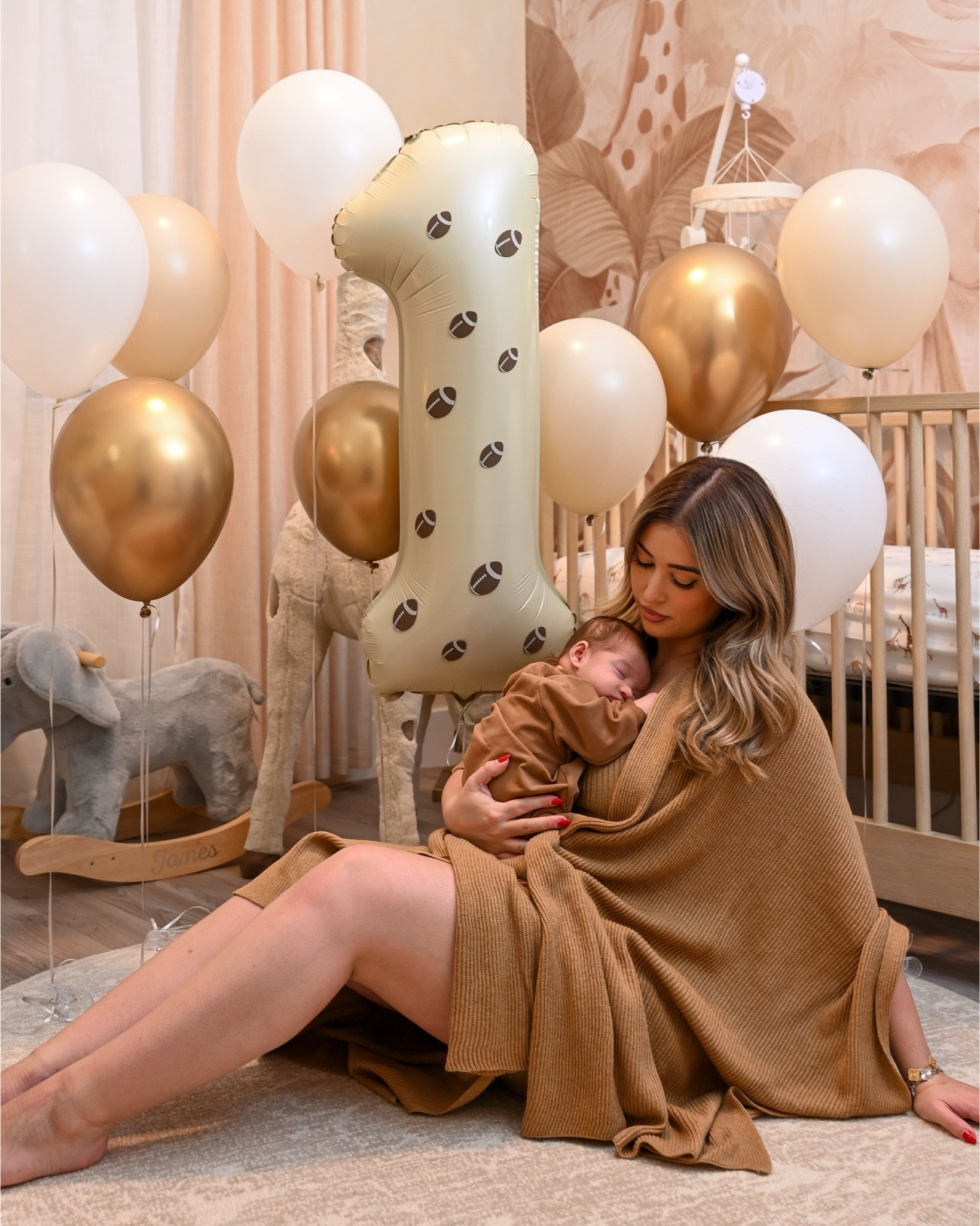 Touchdown to 1 month 🏈 …wearing a size small in the dress, everything is linked below. 

#LTKHome #LTKBaby #LTKParties