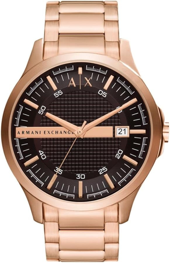 A｜X ARMANI EXCHANGE Men's Three-Hand Date Rose Gold-Tone Stainless Steel Bracelet Watch (Model:... | Amazon (US)