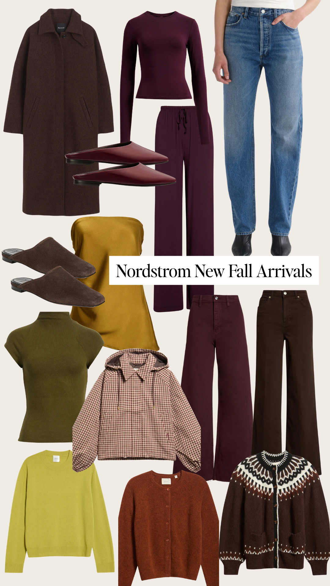 Nordstrom new fall arrivals I'm loving! All the burgundy, chocolate brown, and olive y'all. Fall outfits, fall sweaters, cashmere cardigan, fair isle cardigan, wide leg jeans, suede mules, cocoon coat, fall fashion, Nordstrom fall 

 #LTKSeasonal #LTKOver40