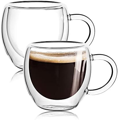 2-Pack 2.5 Oz Espresso Cups With Handle,Espresso Shot Glasses,Clear Expresso Coffee Cups,Double W... | Amazon (US)