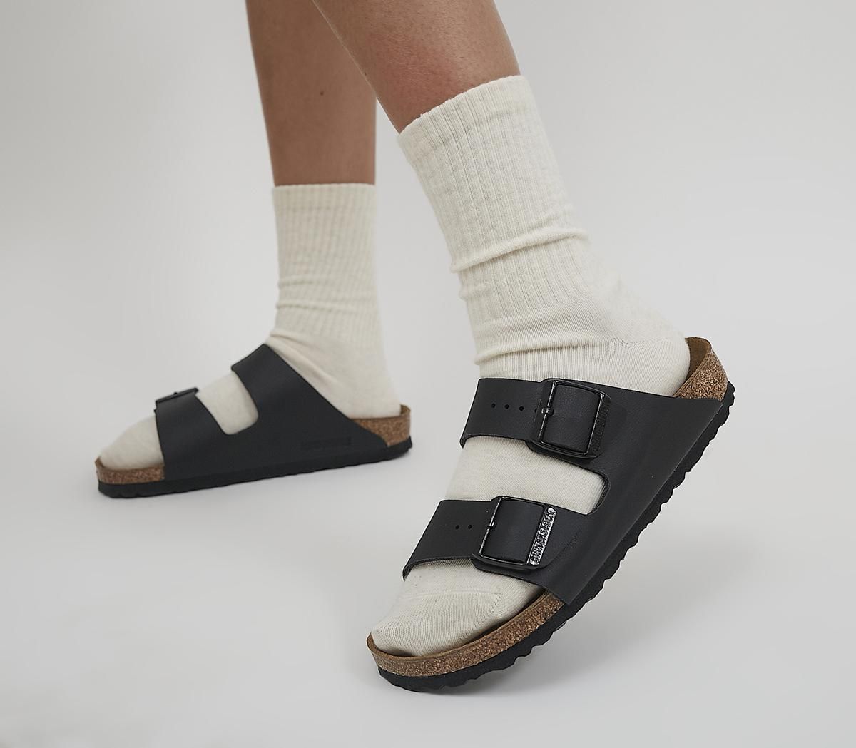 BIRKENSTOCK Arizona Two Strap Sandals Black Birko Flor - Women’s Sandals | OFFICE London (UK)