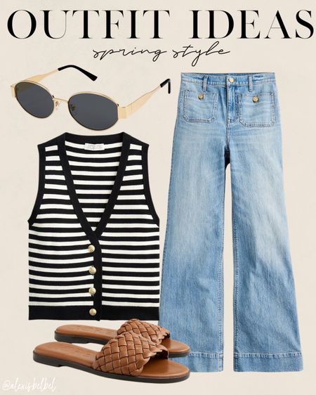 Stripe sweater vest, wide leg jeans 
Spring outfit idea 

#LTKSeasonal #LTKfindsunder100 #LTKfindsunder50