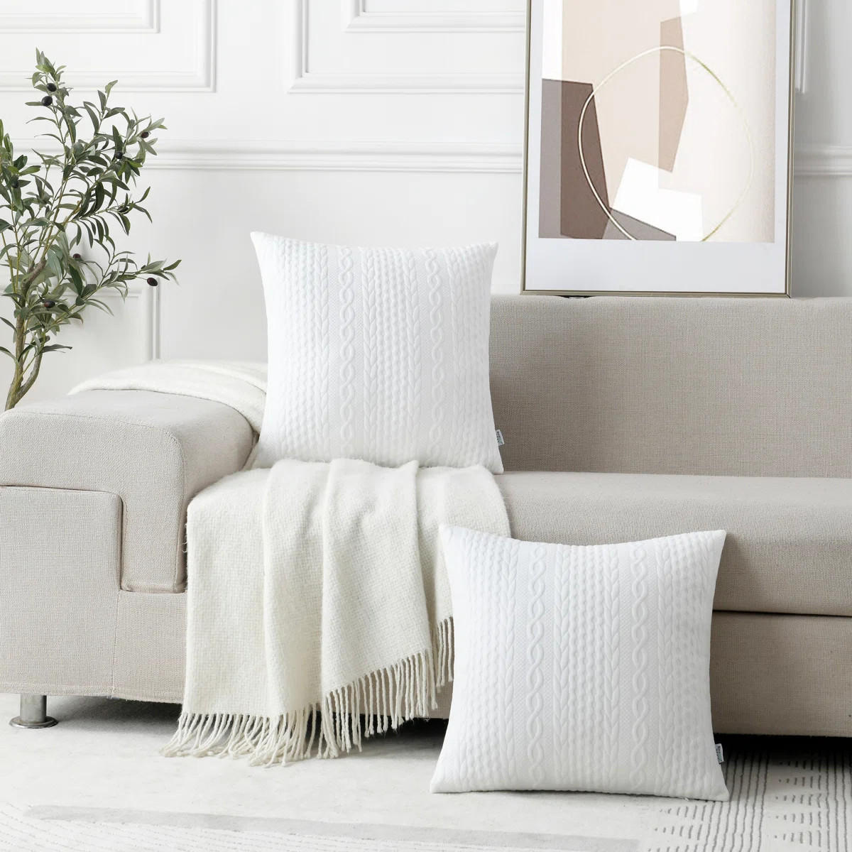Farmhouse Knitted Modern Embossed Patterned Pillow Cover (Set of 2) | Wayfair North America