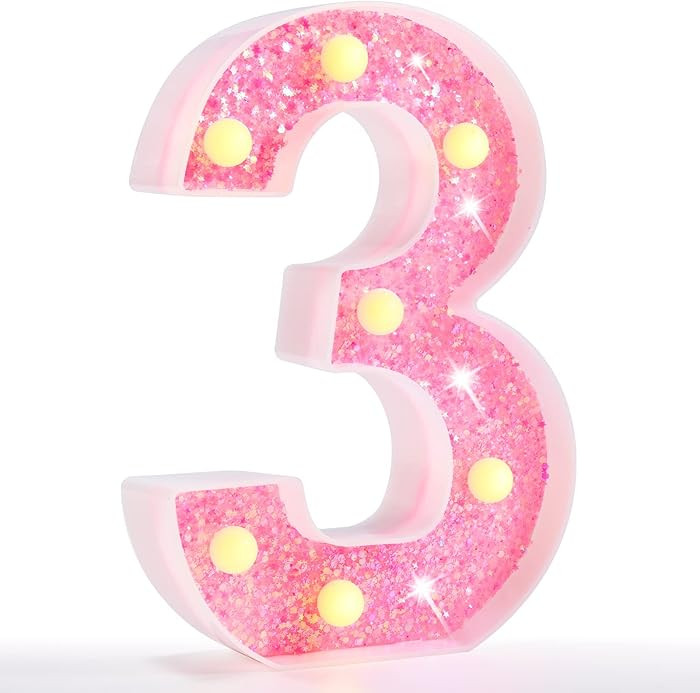 Pooqla Marquee Numbers Lights, light up Numbers Battery Powered, Glitter Lighted Numbers for Girl... | Amazon (US)