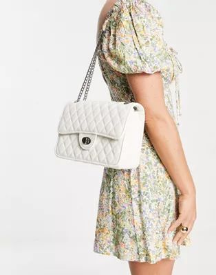 My Accessories London Exclusive quilted chain cross body bag in white | ASOS (Global)