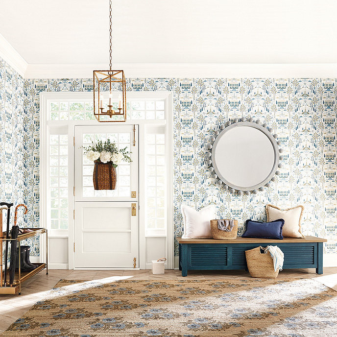 Jesse Printed Jute Floral Medallion Rug | Ballard Designs, Inc.