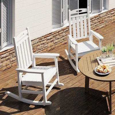 GDFStudio Glide Outdoor Patio HDPE Rocking Chair(Set of 2) ,White | Target