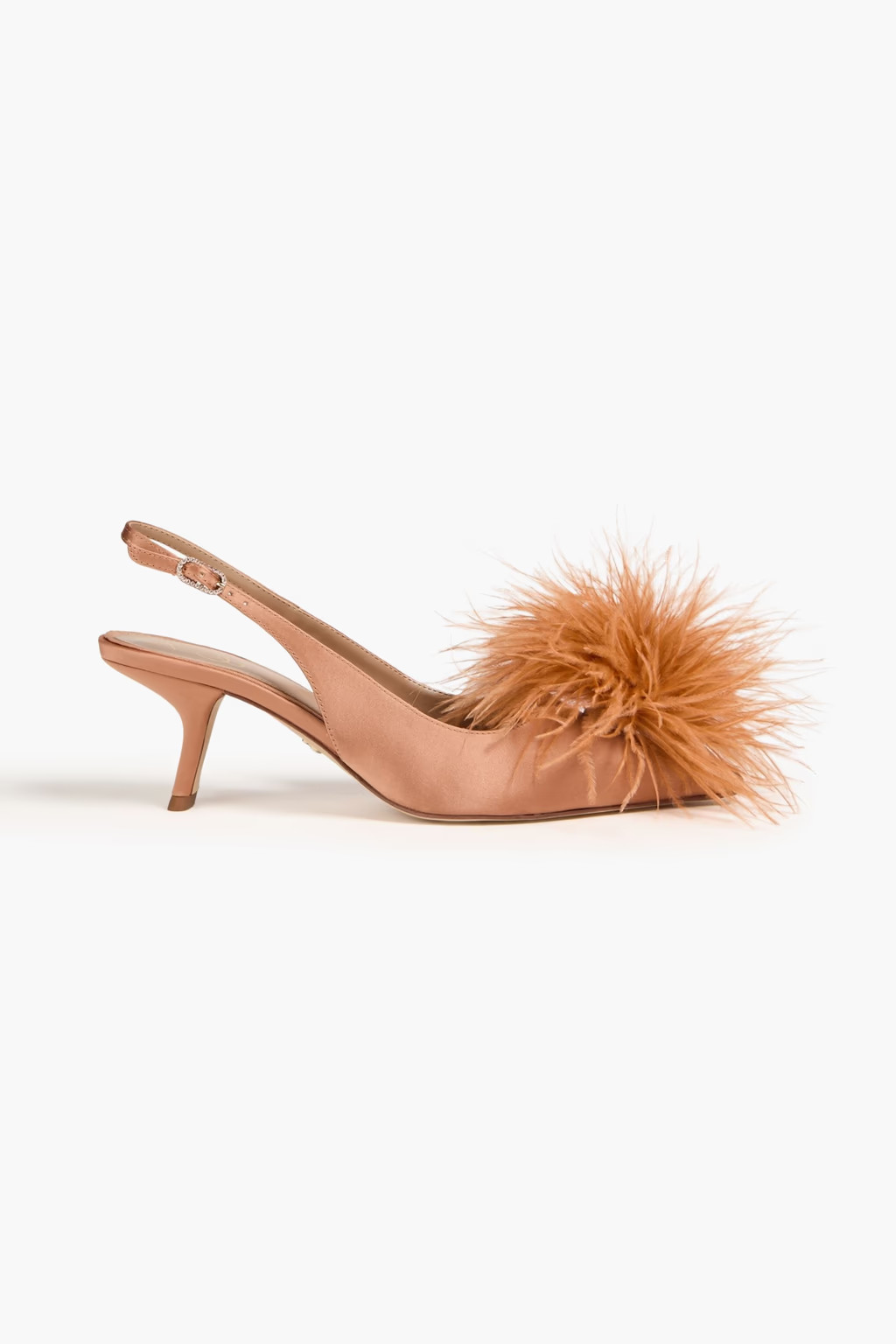 Bianka feather-trimmed satin slingback pumps | The Outnet (APAC)