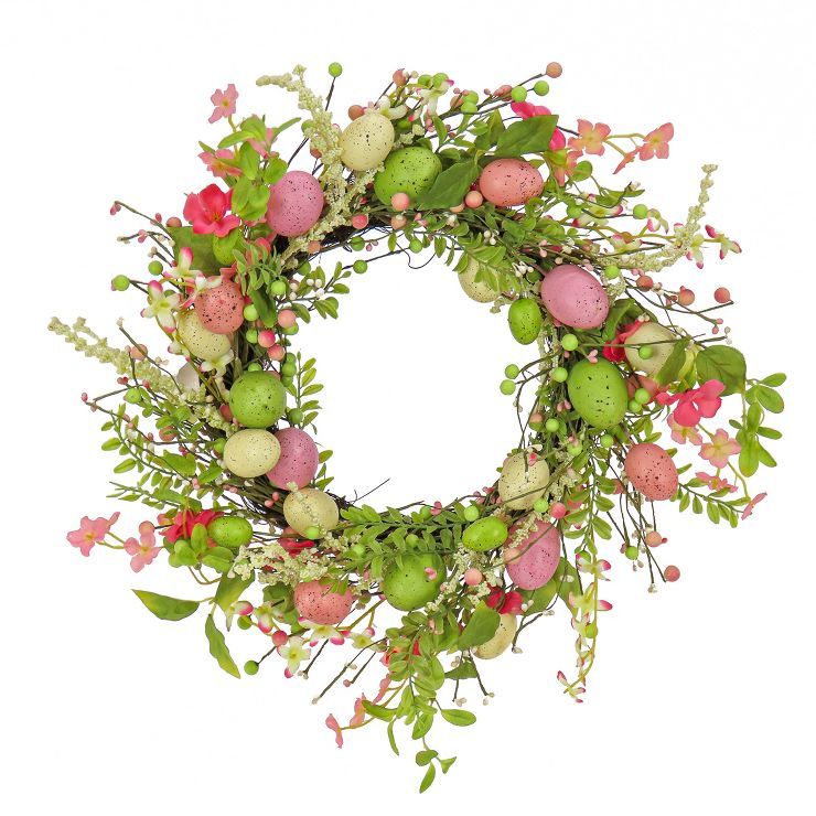 National Tree Company 20" Artificial Spring Wreath, Woven Branch Base, with Pink Flower Blooms, P... | Target