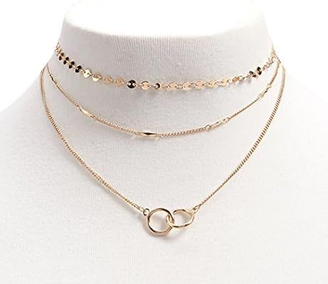 Jovono Multi-layer Short Necklace Punk Necklace Choker for Women and Girls | Amazon (US)