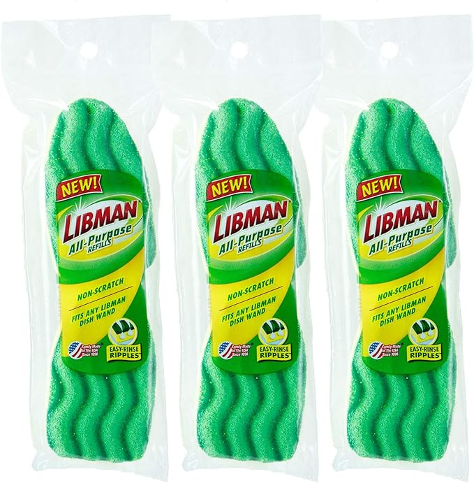 Libman 1484 All-Purpose Scrubbing Dishwand Refills, 3 Pack of 2 Sponges Each for 6 Total Sponges | Amazon (US)