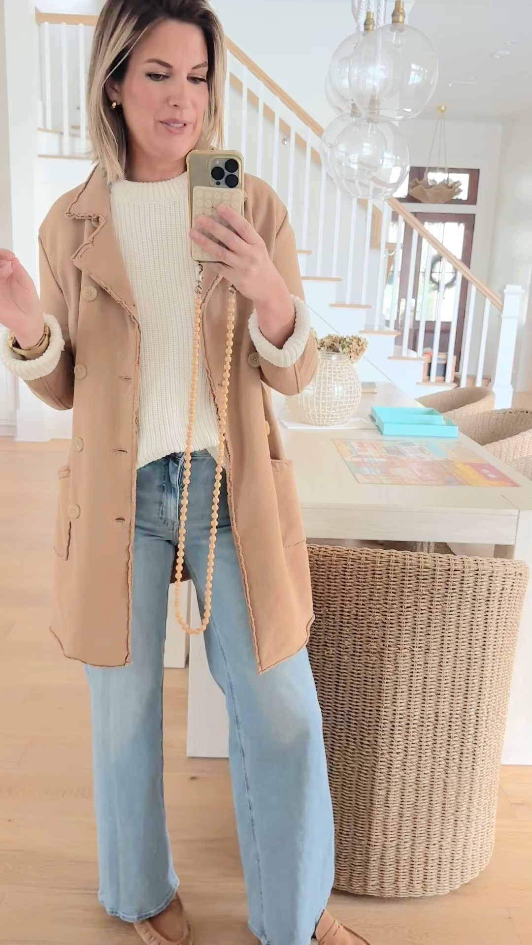 This sweatshirt trench is restocked. A good length to pair with leggings. Wearing small and linking a save.  I am 5’11” wearing 27x34 jeans. Small sweaters. Mules true to size.  

#LTKootd #LTKTall #LTKOver40